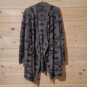 Lucky Brand Cardigan Sweater 12% Wool Blend Aztec Tribal Print Size XL 21x33